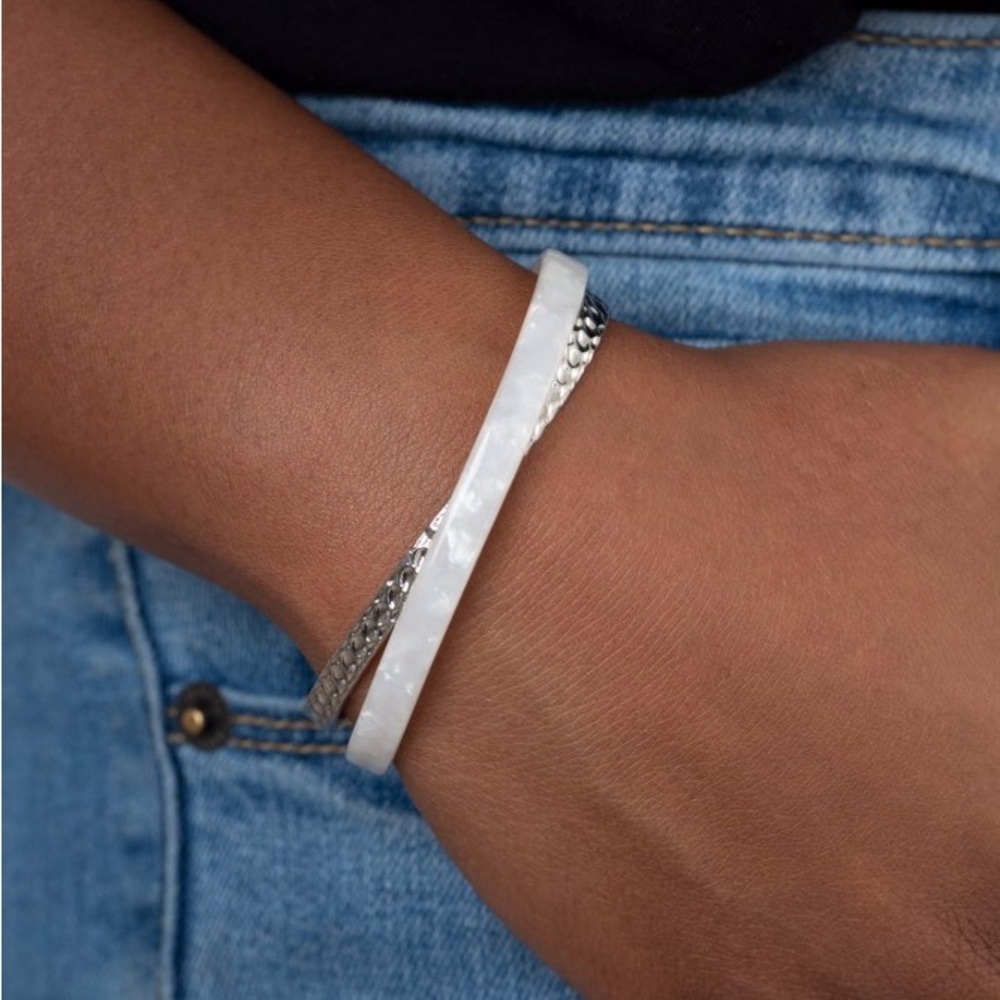 HAUTE On The Trail - White Cuff Bracelet